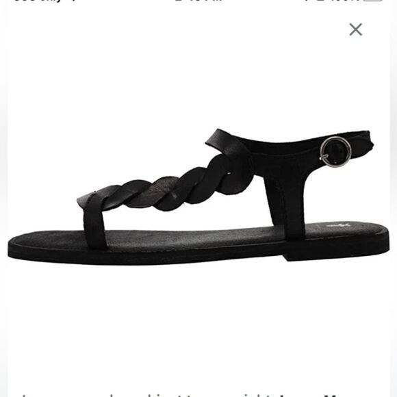 New! FRYE Sydney Braided Black Leather Ankle Strap Sandals Size 10 - Picture 2 of 4